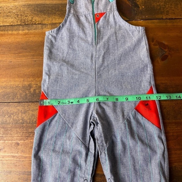 VINTAGE 80? Disney Winnie The Pooh Blue Red Bib Overalls Made in USA Baby 18-24M - Picture 14 of 14